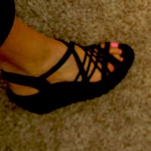 Sketchers memory foam strappy sandals.